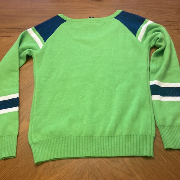 Seahawks lime green &sparkle glitter blue sweater size small - Picture 9 of 13